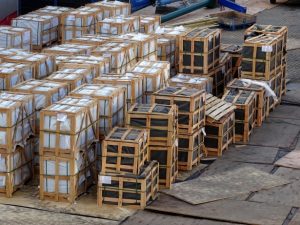 crates being packed up and stowed away